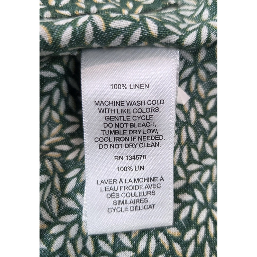 Vineyard Vines Linen Shirt Mens Medium Green Microleaf Short Sleeve - Picture 7 of 7